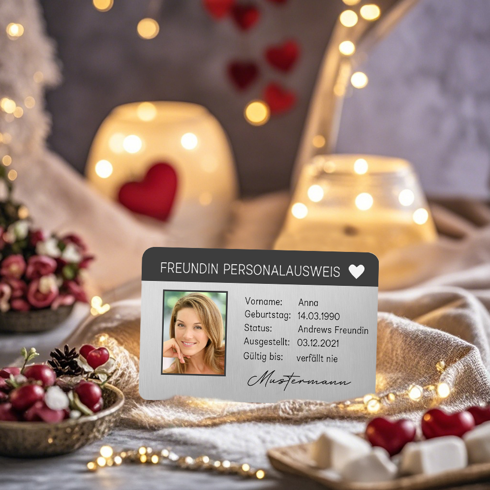 Personalisiertes 1 Foto & 5 Texte & 2 Datum Geldbörsenkarte – Freundinnen-Personalausweis – Besonderes Geschenk für Freundin