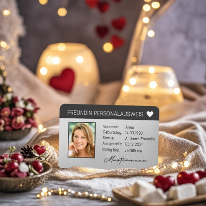 Personalisiertes 1 Foto & 5 Texte & 2 Datum Geldbörsenkarte – Freundinnen-Personalausweis – Besonderes Geschenk für Freundin