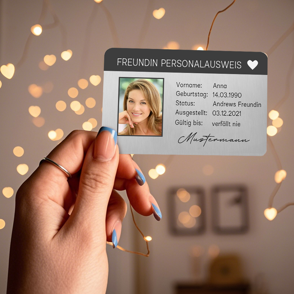 Personalisiertes 1 Foto & 5 Texte & 2 Datum Geldbörsenkarte – Freundinnen-Personalausweis – Besonderes Geschenk für Freundin