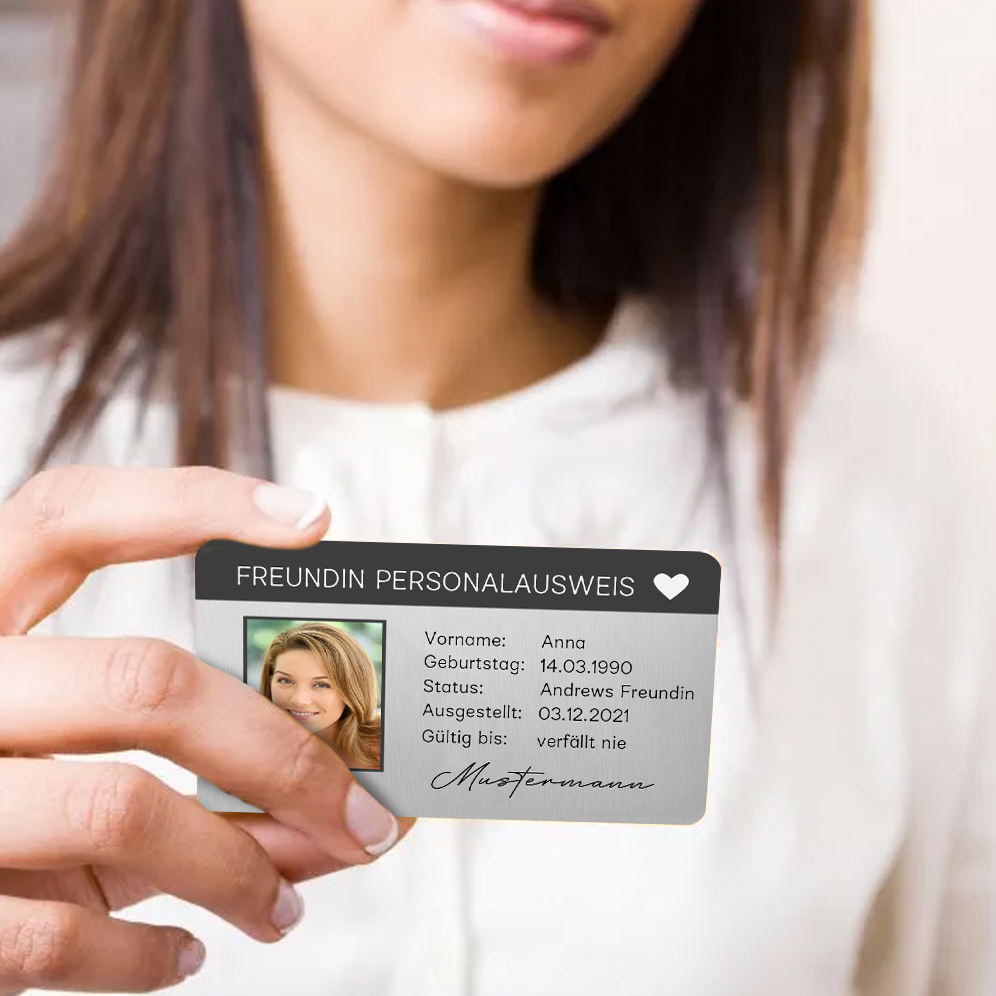Personalisiertes 1 Foto & 5 Texte & 2 Datum Geldbörsenkarte – Freundinnen-Personalausweis – Besonderes Geschenk für Freundin