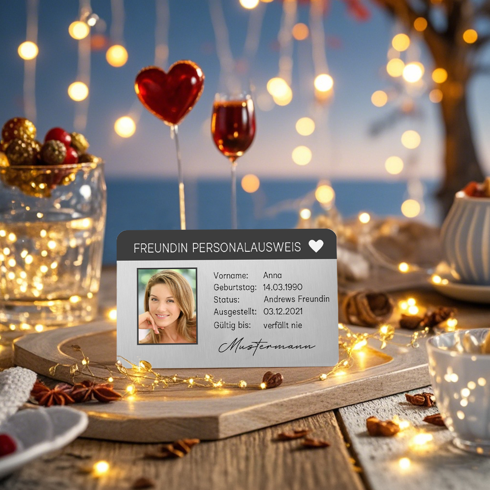 Personalisiertes 1 Foto & 5 Texte & 2 Datum Geldbörsenkarte – Freundinnen-Personalausweis – Besonderes Geschenk für Freundin