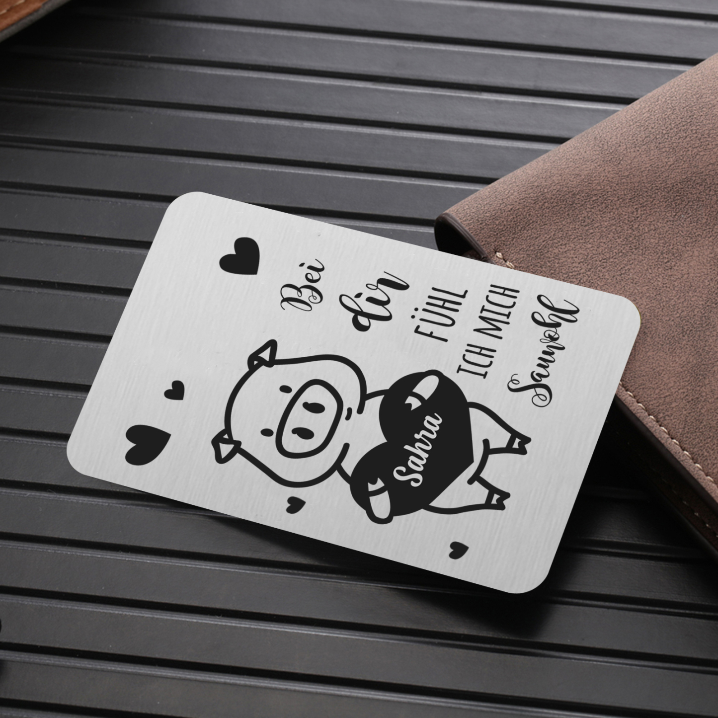 Personalisierter Name Metall Geldbörsenkarte Partner Geschenk für Paar