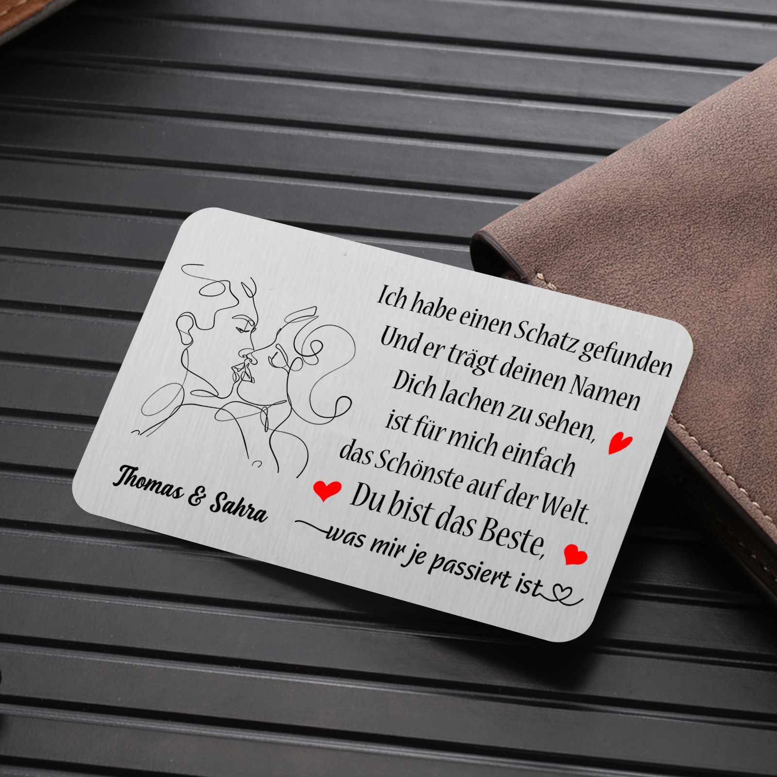 Personalisierter Name Metall Geldbörsenkarte Partner Geschenk für Paar