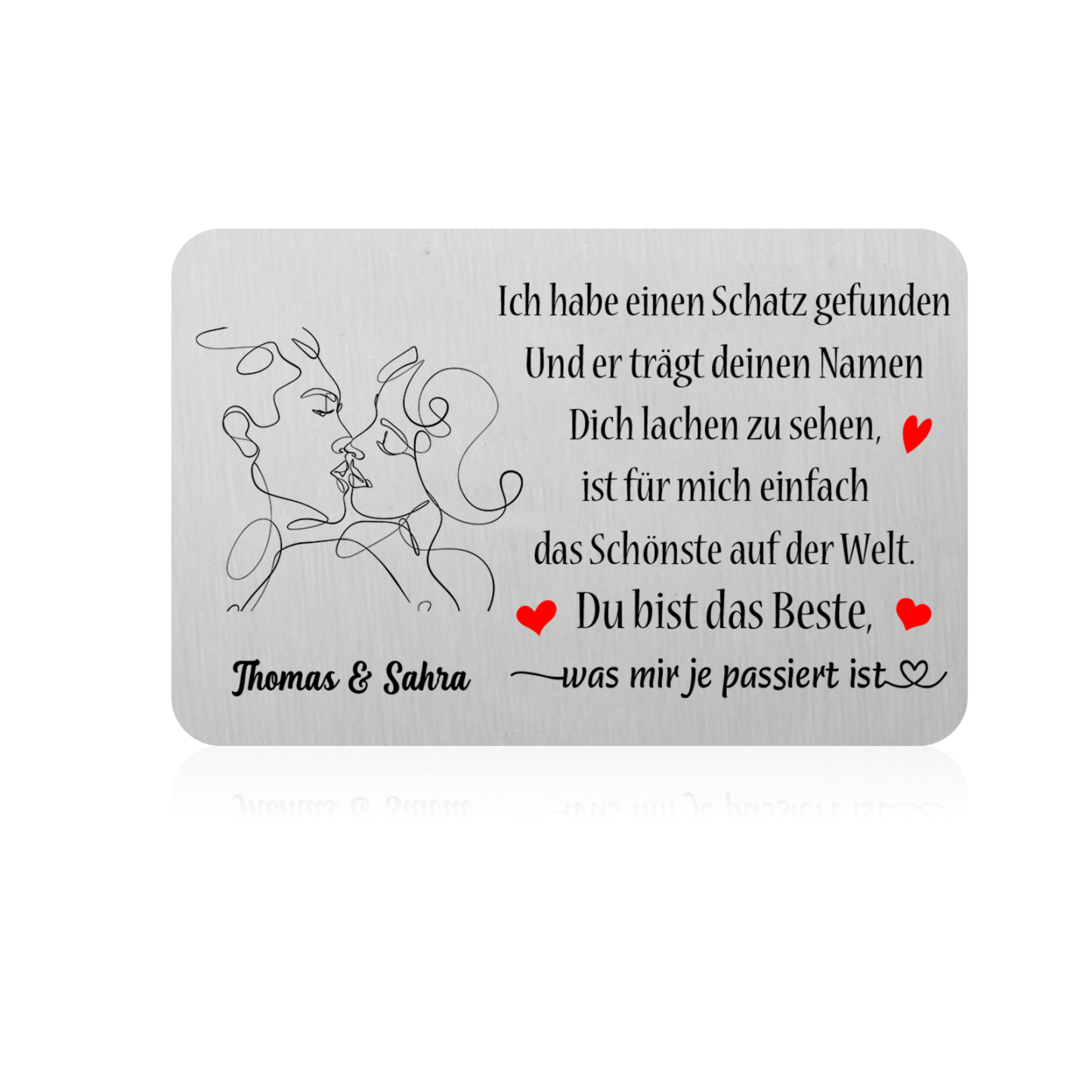 Personalisierter Name Metall Geldbörsenkarte Partner Geschenk für Paar