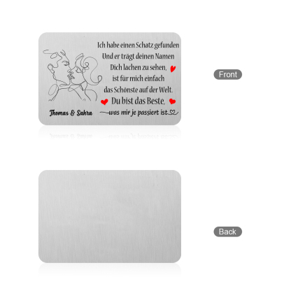 Personalisierter Name Metall Geldbörsenkarte Partner Geschenk für Paar