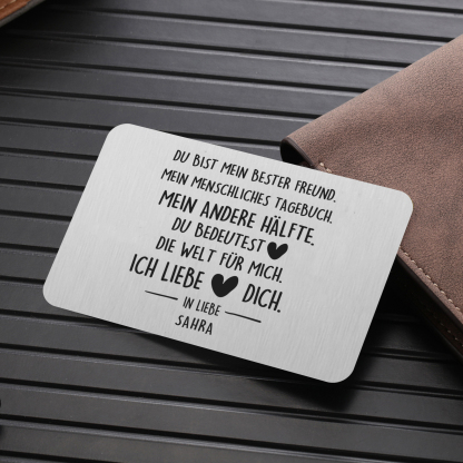 Personalisierter Name Metall Geldbörsenkarte Partner Geschenk für Paar