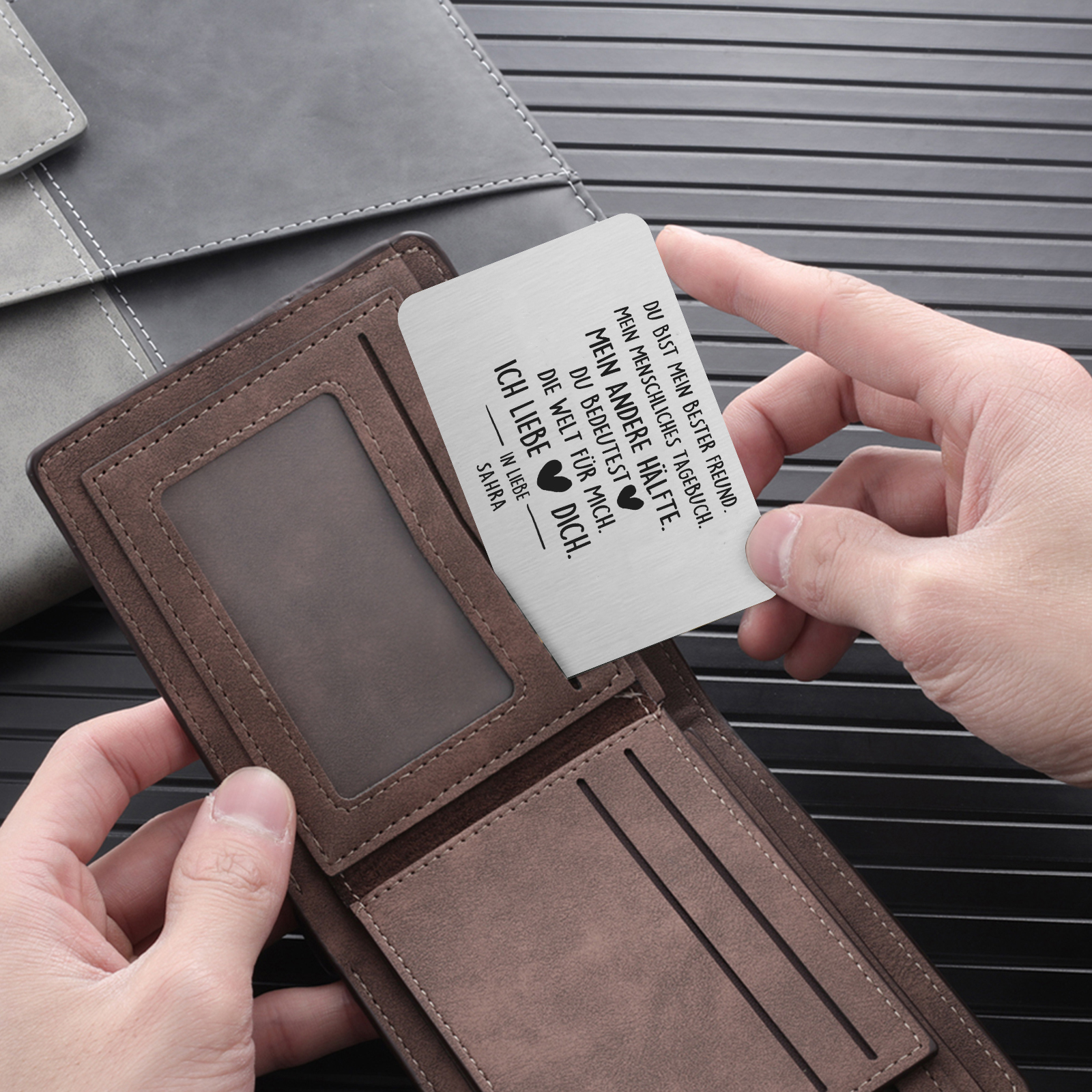 Personalisierter Name Metall Geldbörsenkarte Partner Geschenk für Paar