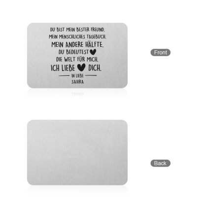Personalisierter Name Metall Geldbörsenkarte Partner Geschenk für Paar