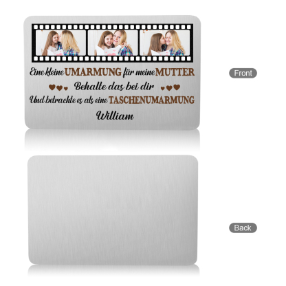 Personalisierte 1 Name & 3 Fotos kreative Edelstahl-Karte für Mama - Mama, ich liebe dich 