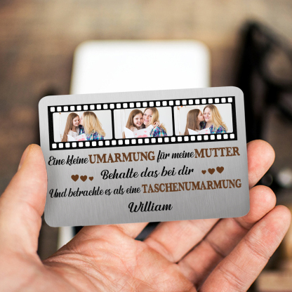 Personalisierte 1 Name & 3 Fotos kreative Edelstahl-Karte für Mama - Mama, ich liebe dich 