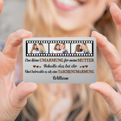 Personalisierte 1 Name & 3 Fotos kreative Edelstahl-Karte für Mama - Mama, ich liebe dich 