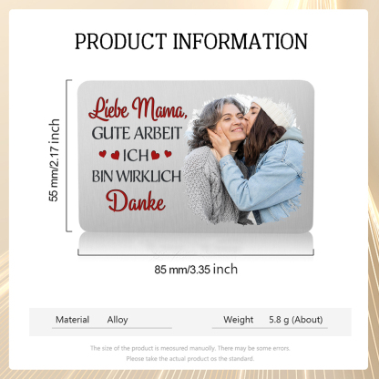 Personalisierte 1 Name & 3 Fotos kreative Edelstahl-Karte für Mama - Mama, ich liebe dich 