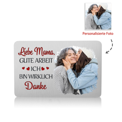 Personalisierte 1 Name & 3 Fotos kreative Edelstahl-Karte für Mama - Mama, ich liebe dich 