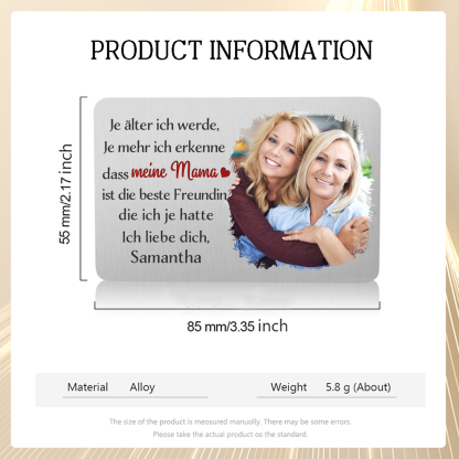 Personalisierte 1 Text & 1 Foto kreative Edelstahl-Karte für Mama - Mama, ich liebe dich 