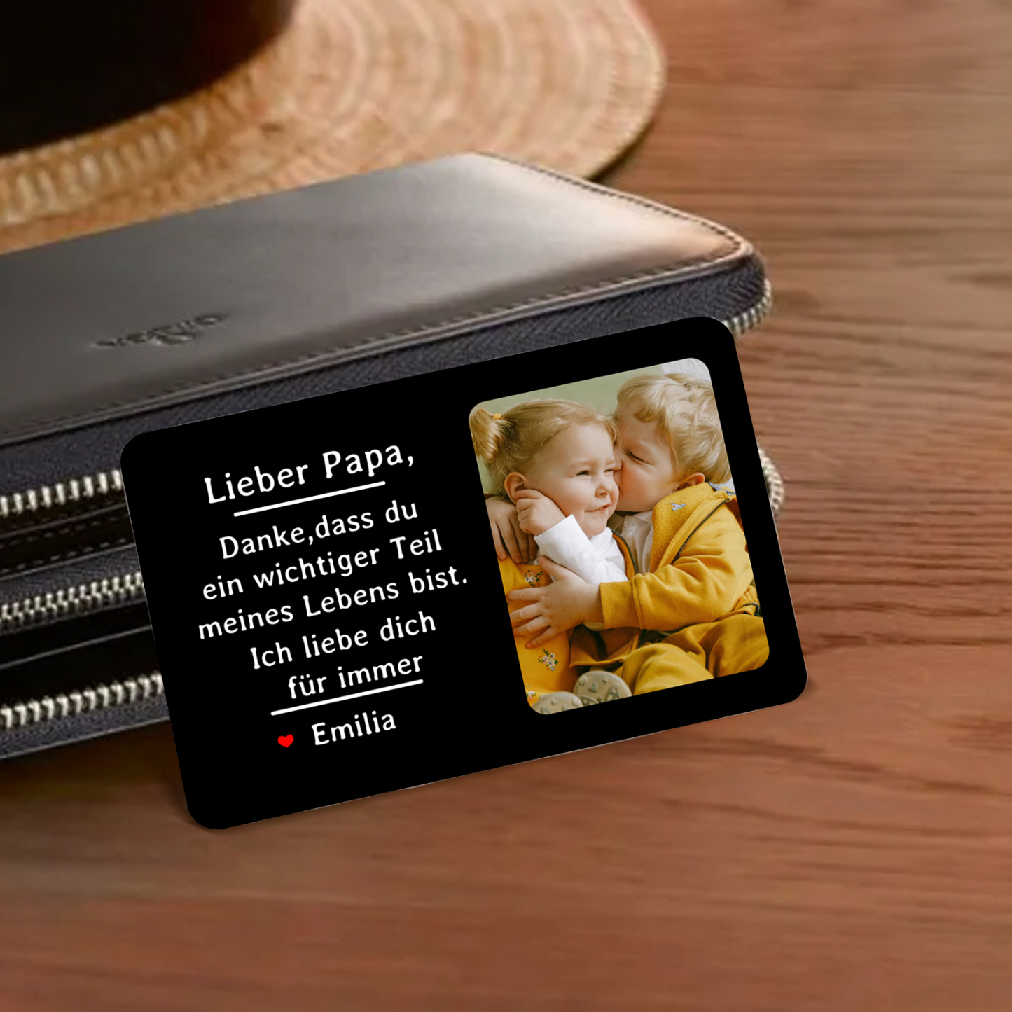 Personalisierte 1 Name & 1 Foto kreative Edelstahl-Karte für PAPA - Danke,dass du ein wichtiger Teil meines Lebens bist.