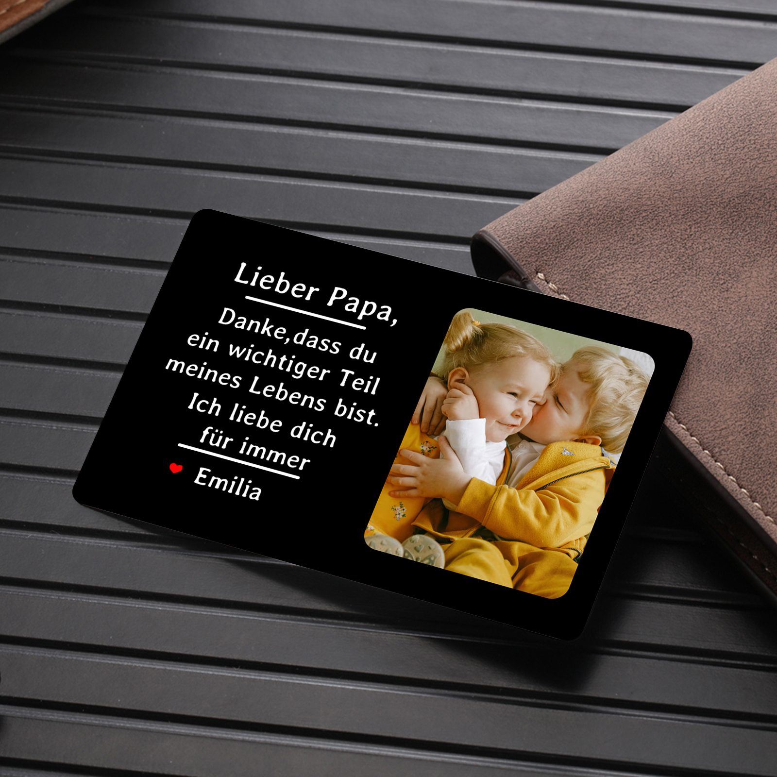 Personalisierte 1 Name & 1 Foto kreative Edelstahl-Karte für PAPA - Danke,dass du ein wichtiger Teil meines Lebens bist.