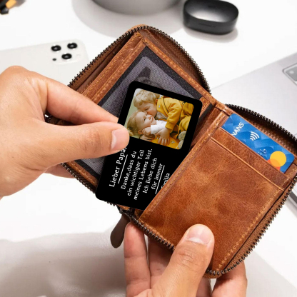 Personalisierte 1 Name & 1 Foto kreative Edelstahl-Karte für PAPA - Danke,dass du ein wichtiger Teil meines Lebens bist.