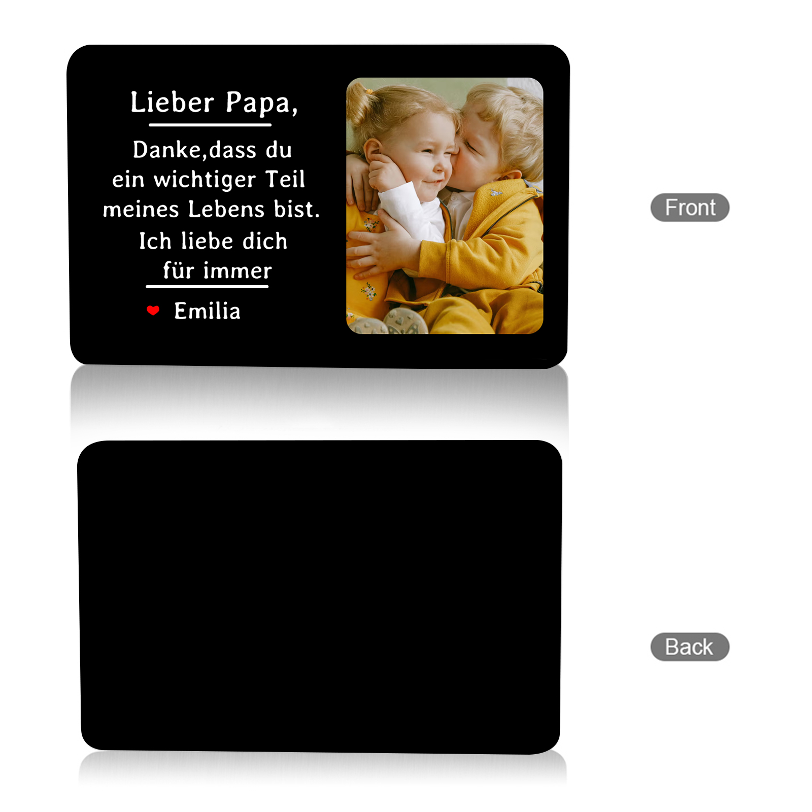 Personalisierte 1 Name & 1 Foto kreative Edelstahl-Karte für PAPA - Danke,dass du ein wichtiger Teil meines Lebens bist.