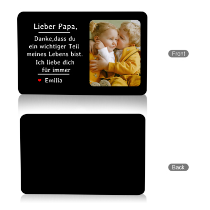Personalisierte 1 Name & 1 Foto kreative Edelstahl-Karte für PAPA - Danke,dass du ein wichtiger Teil meines Lebens bist.