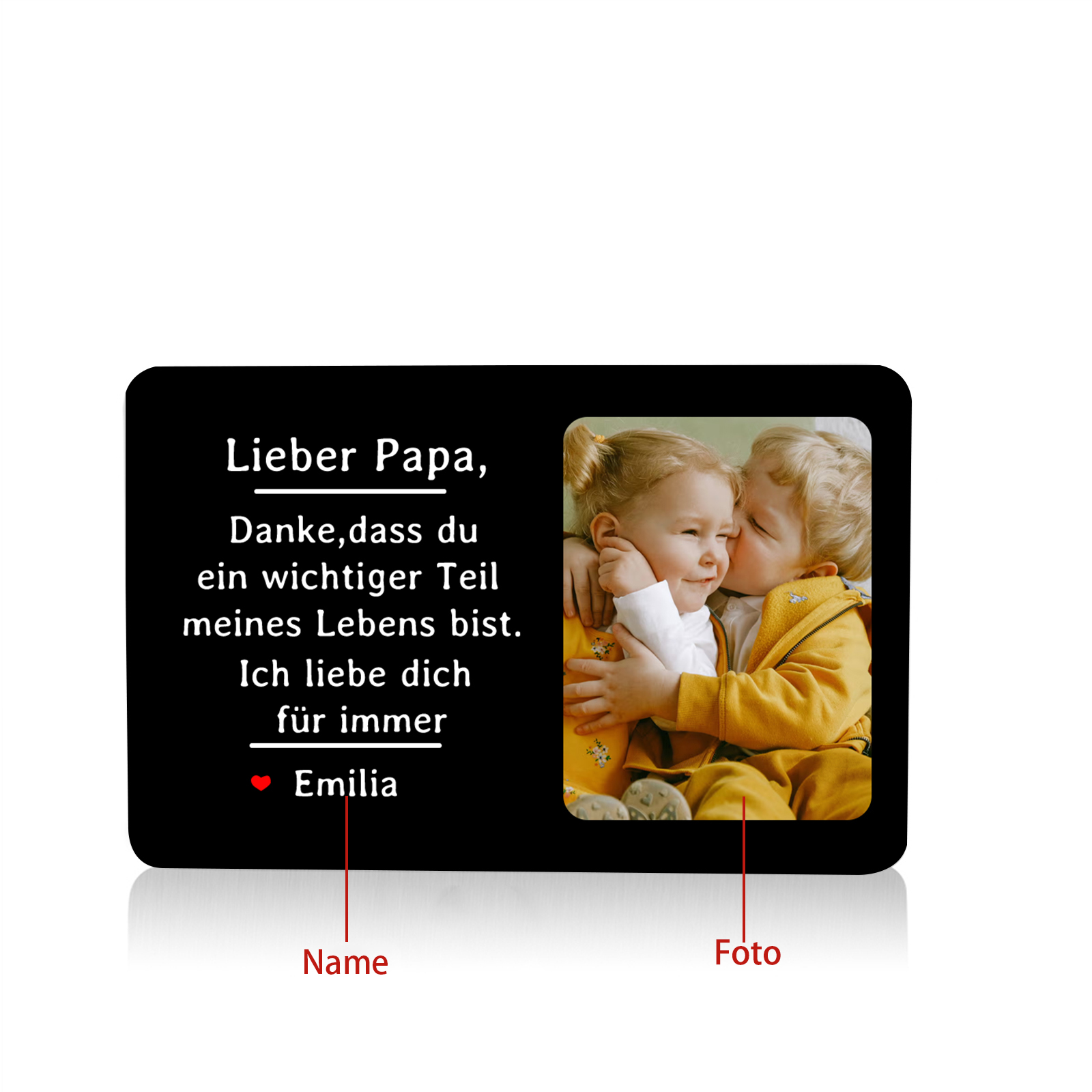 Personalisierte 1 Name & 1 Foto kreative Edelstahl-Karte für PAPA - Danke,dass du ein wichtiger Teil meines Lebens bist.