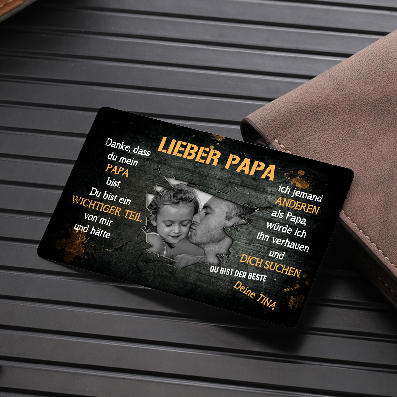 Personalisierte 1 Text & 1 Foto kreative Edelstahl-Karte für PAPA - Danke,dass du ein wichtiger Teil meines Lebens bist.