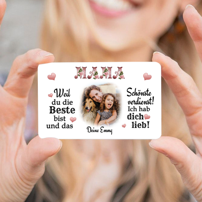 Personalisierte 1 Text & 1 Foto kreative Edelstahl-Karte für Mama - Mama, ich liebe dich 