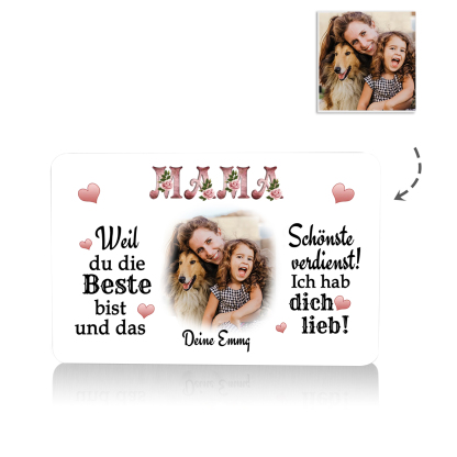 Personalisierte 1 Text & 1 Foto kreative Edelstahl-Karte für Mama - Mama, ich liebe dich 