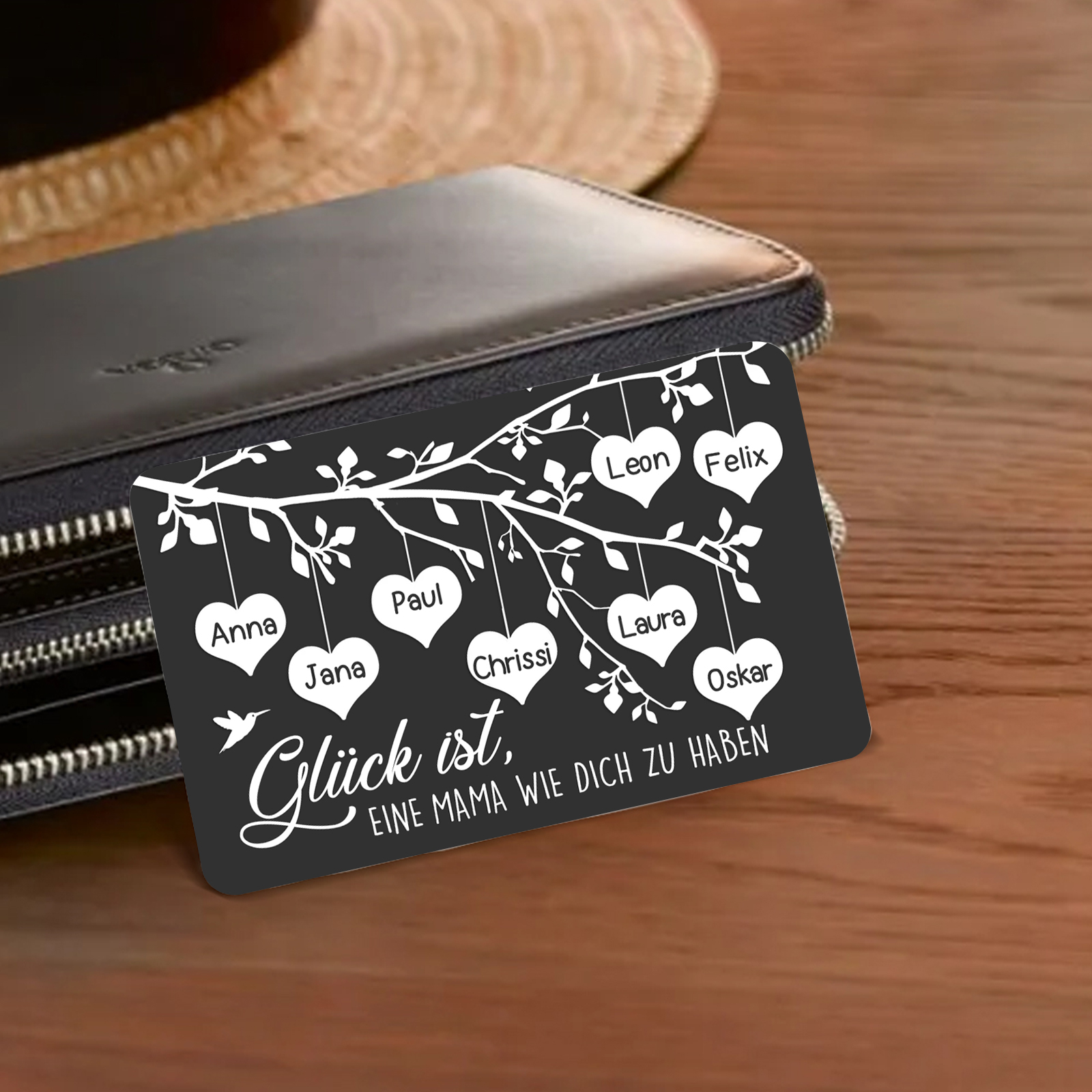 Personalisierte 8 Namen & 1Text kreative Edelstahl-Karte für Mama - Mama, ich liebe dich 