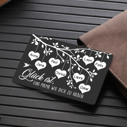 Personalisierte 8 Namen & 1Text kreative Edelstahl-Karte für Mama - Mama, ich liebe dich 