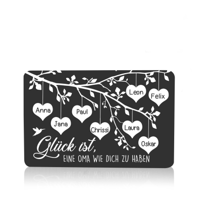 Personalisierte 8 Namen & 1Text kreative Edelstahl-Karte für Mama - Mama, ich liebe dich 