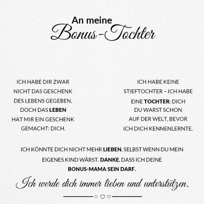 925 Sterling Silber Herz Halskette - An meine Bonus‑Tochter - Ich werde dich immer-Geschenk mit Nachrichtenkarte 
