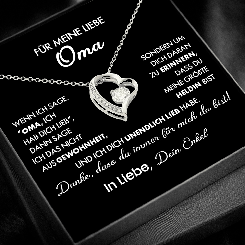 925 Sterling Silber Herz Halskette - An Meine geliebte Oma-Geschenk mit Nachrichtenkarte 