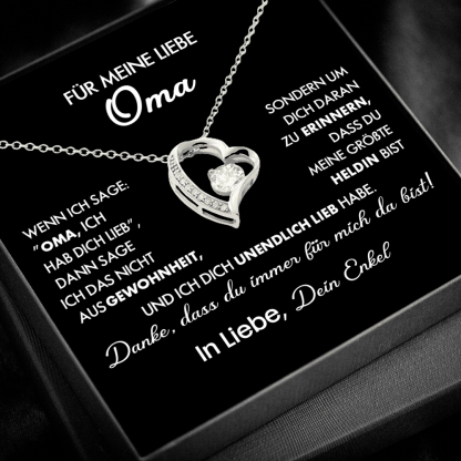 925 Sterling Silber Herz Halskette - An Meine geliebte Oma-Geschenk mit Nachrichtenkarte 