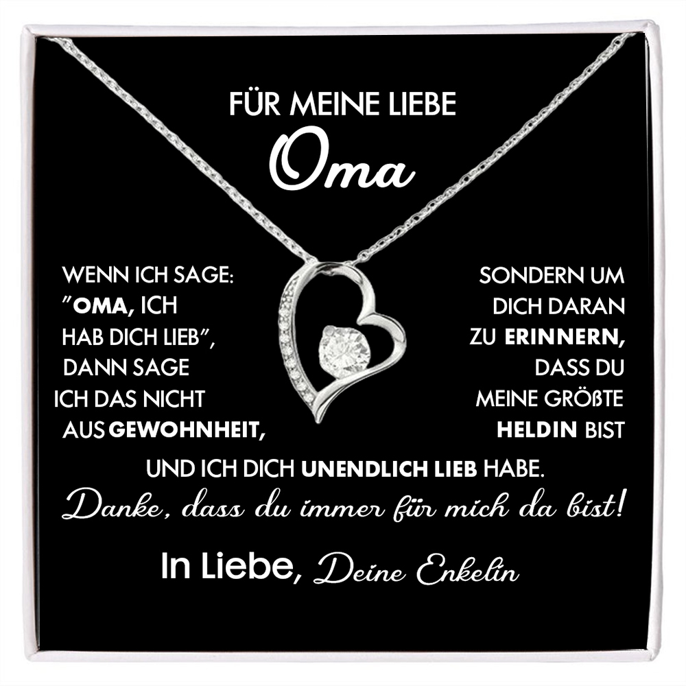 925 Sterling Silber Herz Halskette - An Meine geliebte Oma-Geschenk mit Nachrichtenkarte 