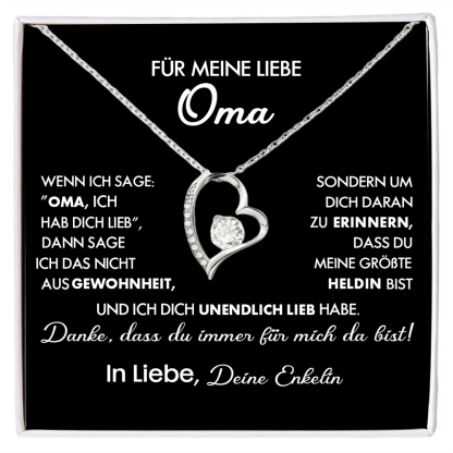 925 Sterling Silber Herz Halskette - An Meine geliebte Oma-Geschenk mit Nachrichtenkarte 