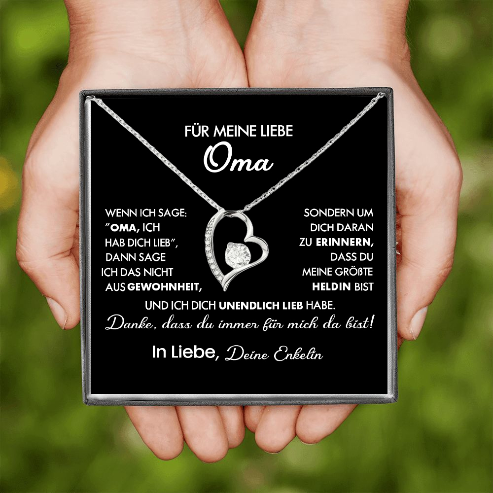 925 Sterling Silber Herz Halskette - An Meine geliebte Oma-Geschenk mit Nachrichtenkarte 