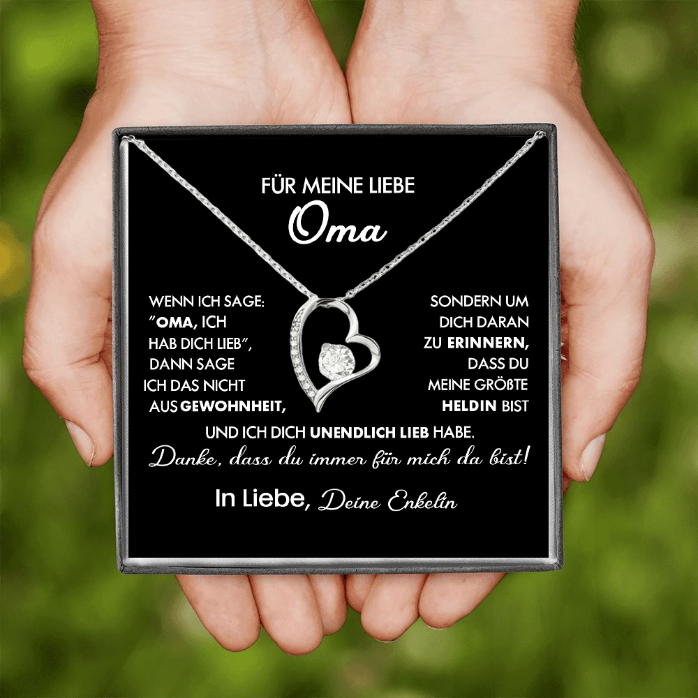 925 Sterling Silber Herz Halskette - An Meine geliebte Oma-Geschenk mit Nachrichtenkarte 