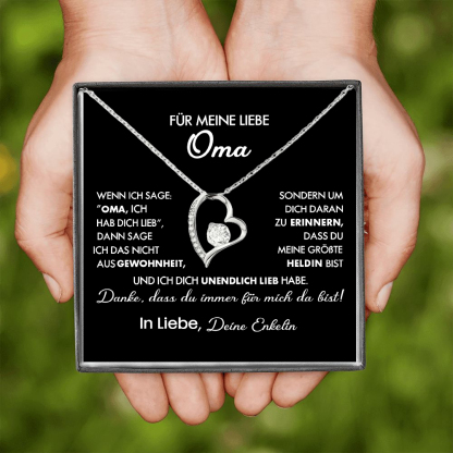 925 Sterling Silber Herz Halskette - An Meine geliebte Oma-Geschenk mit Nachrichtenkarte 
