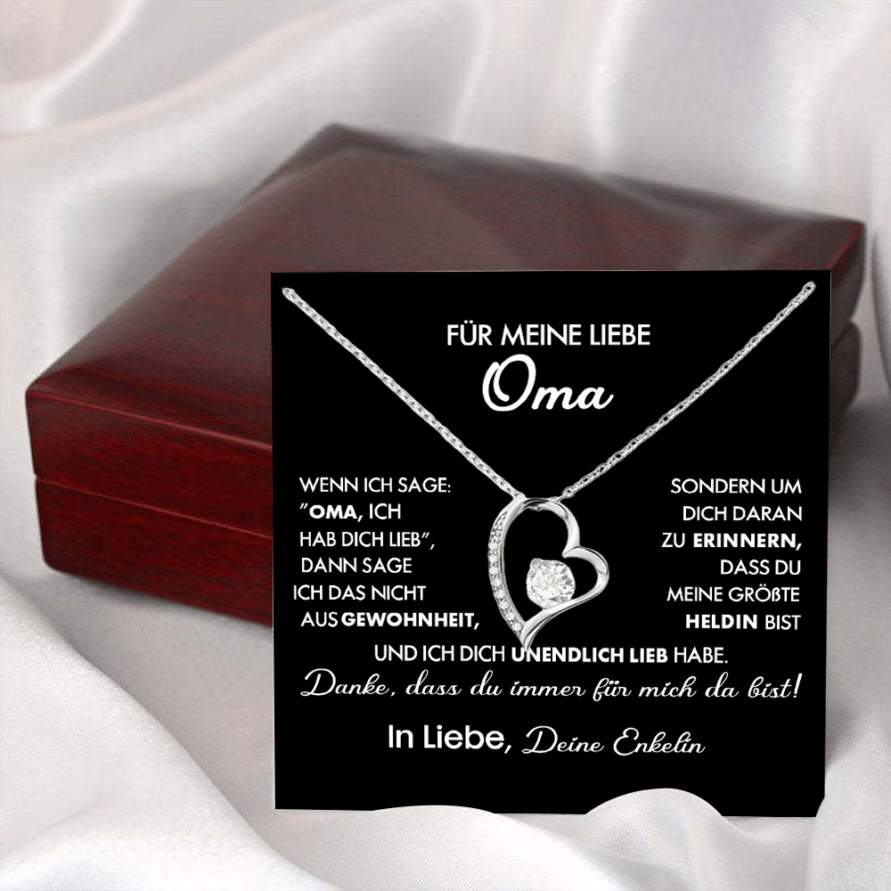 925 Sterling Silber Herz Halskette - An Meine geliebte Oma-Geschenk mit Nachrichtenkarte 