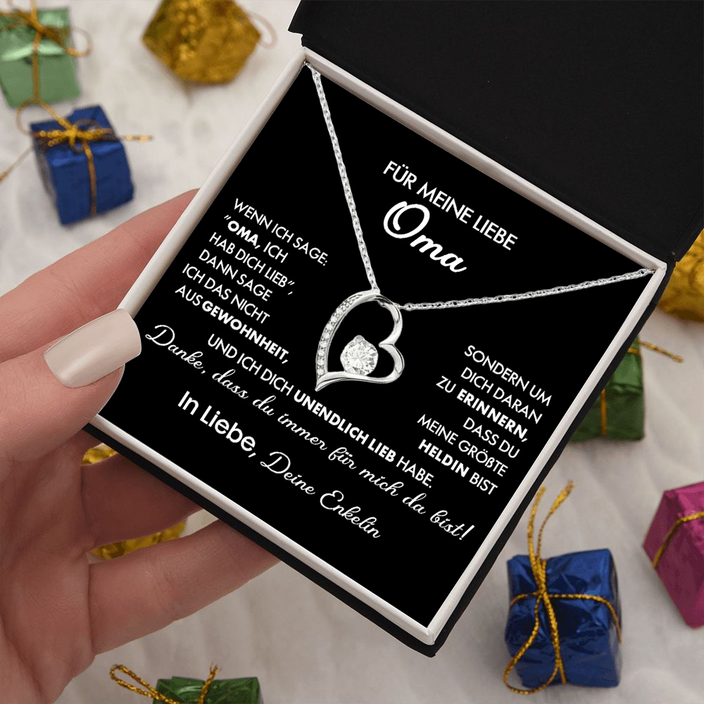 925 Sterling Silber Herz Halskette - An Meine geliebte Oma-Geschenk mit Nachrichtenkarte 