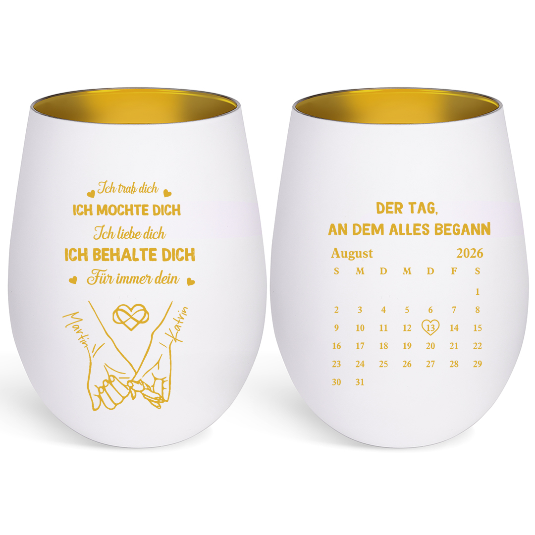 Personalisiertes Kerzenhalter aus Glas mit Pinky-Promise-Motiv zwei Wunschnamen und Kalenderdesign Geschenk für Paare
