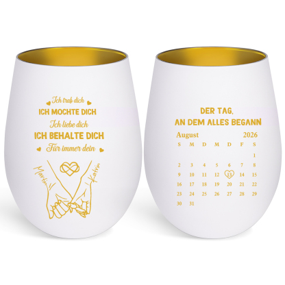 Personalisiertes Kerzenhalter aus Glas mit Pinky-Promise-Motiv zwei Wunschnamen und Kalenderdesign Geschenk für Paare