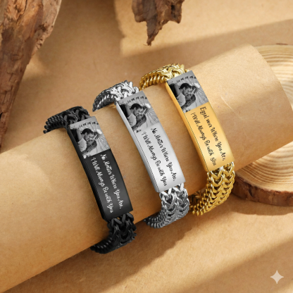 Personalisiertes Herrenarmband im Königsketten-Stil mit Foto und Wunschtext