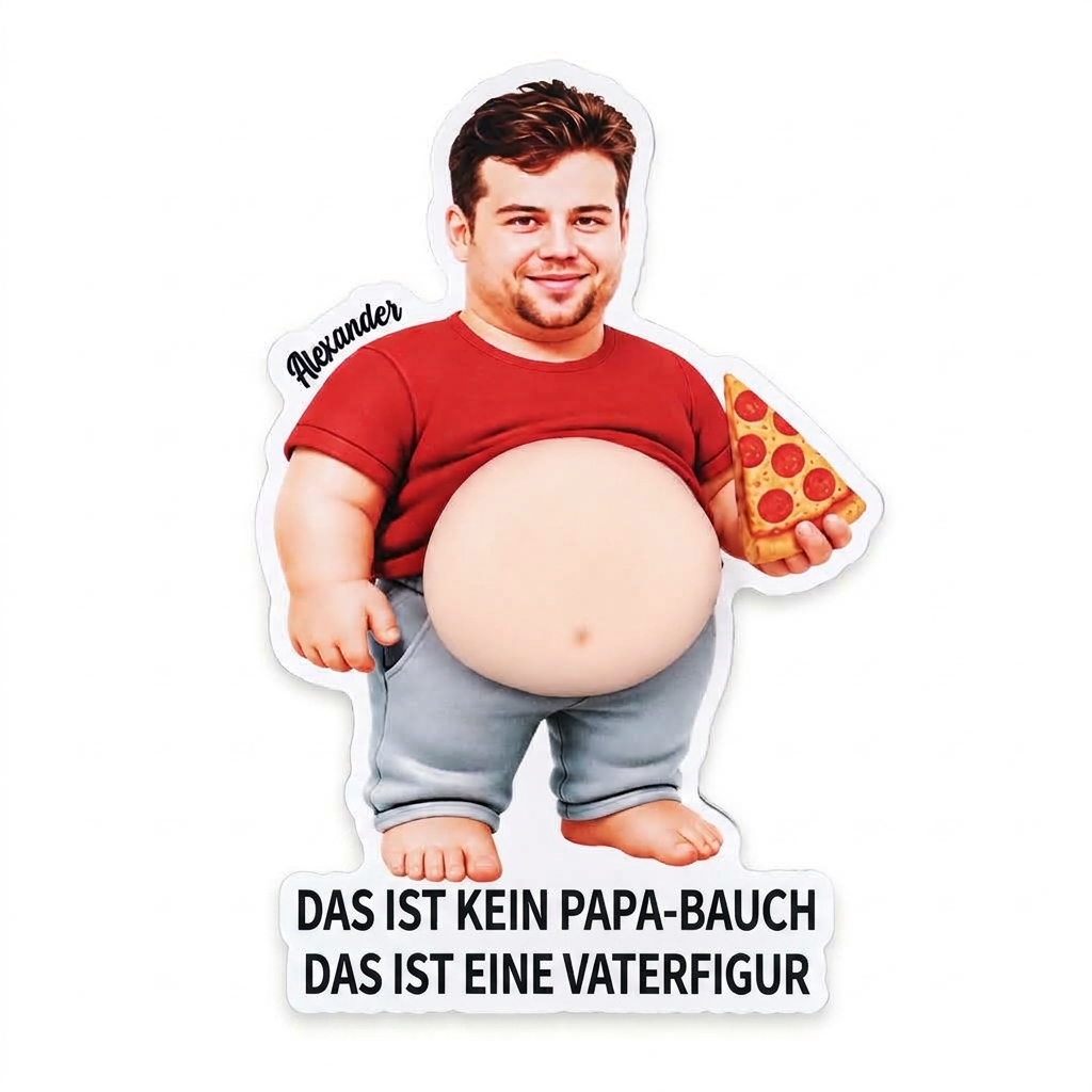 Personalisierter Kühlschrankmagnet mit Foto im Dad-Bod-Design witziges Geschenk für Papa