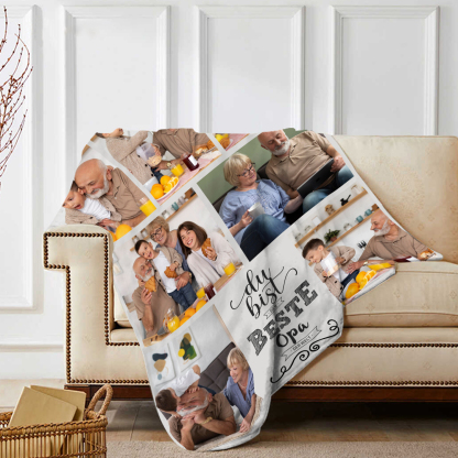 Personalisierbare 7 Fotos Decke - Du bist der beste Opa der Welt - Geschenk für Großvater