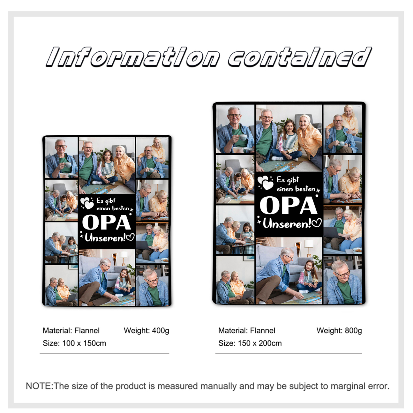 Personalisierbare 10 Fotos Decke - Es gibt einen besten Opa Unseren - Geschenk für Großvater