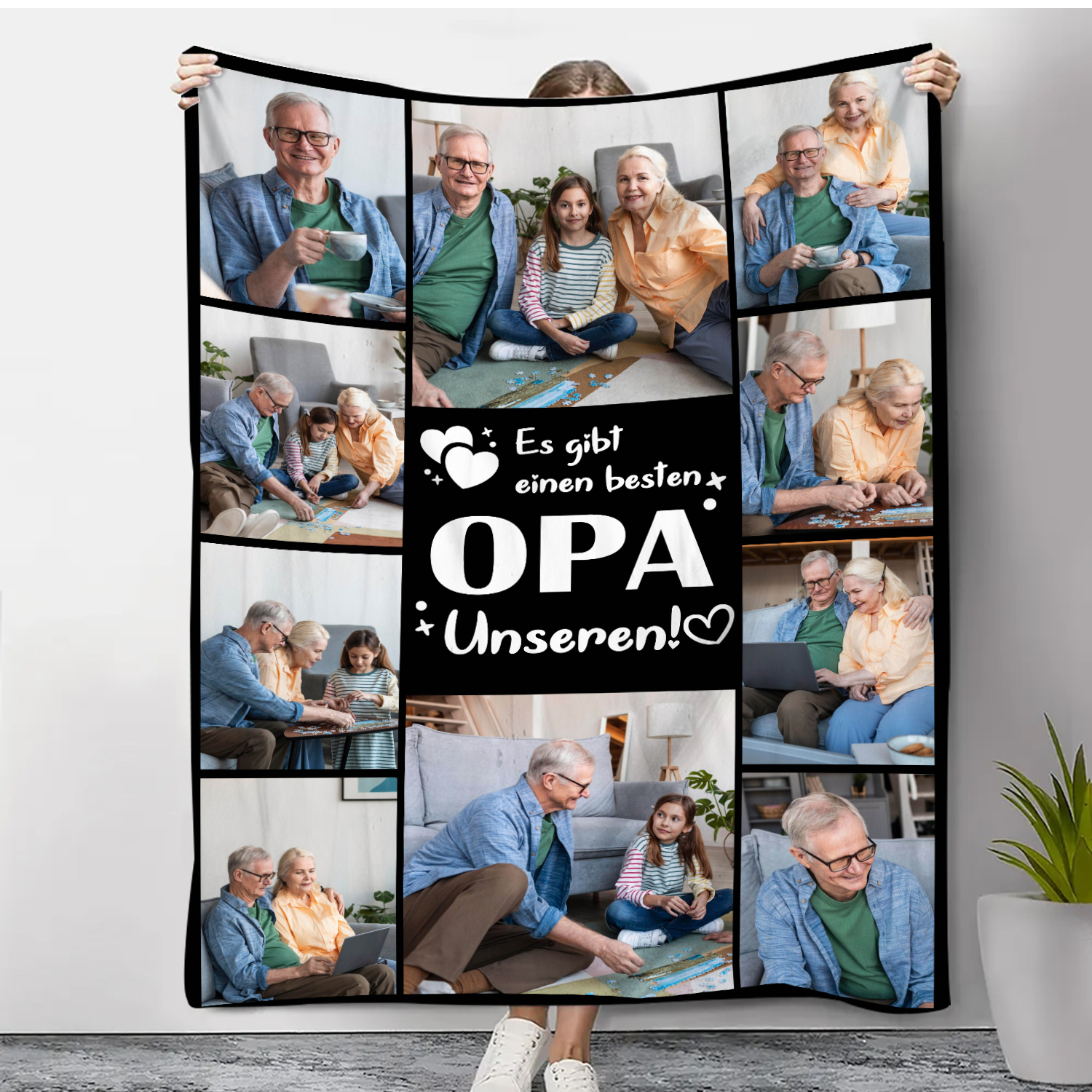 Personalisierbare 10 Fotos Decke - Es gibt einen besten Opa Unseren - Geschenk für Großvater