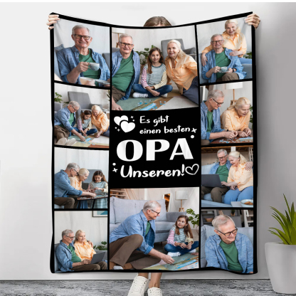 Personalisierbare 10 Fotos Decke - Es gibt einen besten Opa Unseren - Geschenk für Großvater