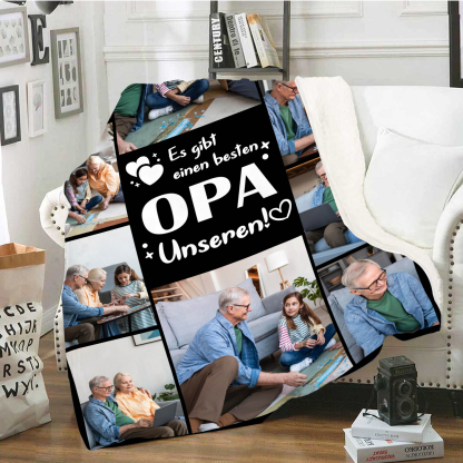 Personalisierbare 10 Fotos Decke - Es gibt einen besten Opa Unseren - Geschenk für Großvater