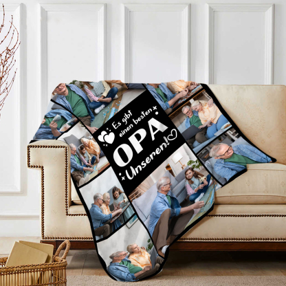 Personalisierbare 10 Fotos Decke - Es gibt einen besten Opa Unseren - Geschenk für Großvater